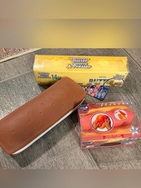 Sunny Days Squishies - ice cream sandwich, butter, and hotdog